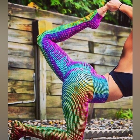K-DEER Disco Dot Rainbow Athletic Leggings - Picture 3 of 8